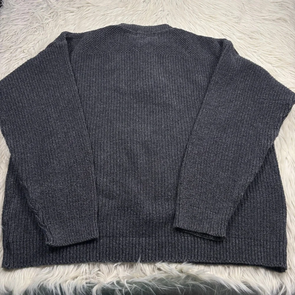 Vintage Eddie Bauer Men's XL Tall Gray Henley Neck Sweater 100% Cotton Gorpcore - Picture 5 of 5
